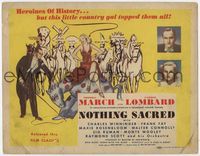1y266 NOTHING SACRED movie title lobby card R44 artwork of sexy Carole Lombard & Fredric March!