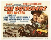 1y275 OUTRIDERS movie title lobby card '50 romance of pioneers daring Joel McCrea & Arlene Dahl!