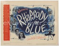1y294 RHAPSODY IN BLUE title lobby card '45 Robert Alda as George Gershwin, Al Jolson pictured!