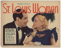 1y322 ST. LOUIS WOMAN title lobby card '34 sexy Jeanette Loff & Johnny Mack Brown in dress clothes!