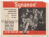 1y331 SYNANON movie title lobby card '65 Richard Conte, wild censored drug addiction artwork!