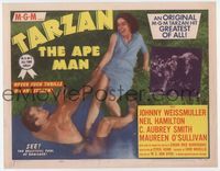 1y338 TARZAN THE APE MAN title card R54 Johnny Weismuller pulls Maureen O'Sullivan into the water!