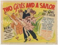 1y358 TWO GIRLS & A SAILOR TC '44 great art of Van Johnson w/sexy June Allyson & Gloria DeHaven!