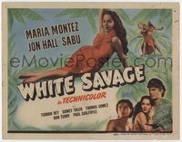 1y379 WHITE SAVAGE title card '43 sexiest full-length of Maria Montez in sarong, Jon Hall, Sabu!