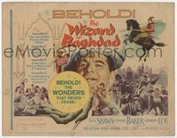 1y384 WIZARD OF BAGHDAD movie title lobby card '60 great image of Dick Shawn in sexy Arabian harem!