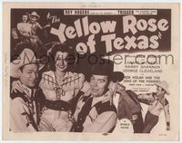 1y393 YELLOW ROSE OF TEXAS title lobby card R54 Roy Rogers romances Dale Evans & punches bad guy!