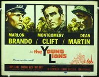 1y396 YOUNG LIONS title lobby card '58 art of Nazi Marlon Brando, Dean Martin & Montgomery Clift!