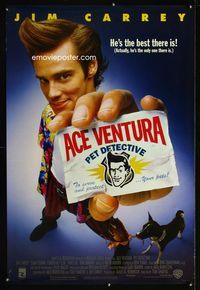 1z007 ACE VENTURA PET DETECTIVE DS one-sheet '94 Jim Carrey tries to find Miami Dolphins mascot!