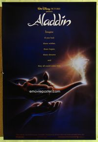 1z014 ALADDIN DS lamp style one-sheet poster '92 classic Walt Disney cartoon, cool fantasy image!
