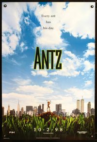 1z030 ANTZ advance one-sheet '98 Woody Allen, computer animated insects, every ant has his day!