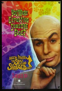 1z038 AUSTIN POWERS: THE SPY WHO SHAGGED ME teaser Dr. Evil style one-sheet '99 Mike Myers close up!
