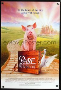1z040 BABE PIG IN THE CITY DS 1sh '98 George Miller's talking pig, cool Wizard of Oz parody image!