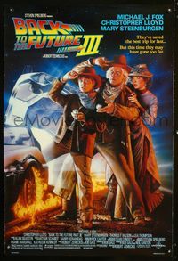1z043 BACK TO THE FUTURE III DS one-sheet poster '90 Michael J. Fox, Christoper Lloyd, Struzan art!
