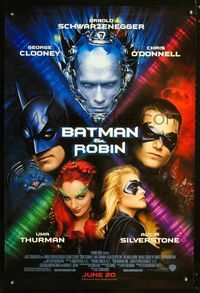 1z052 BATMAN & ROBIN DS advance one-sheet movie poster '97 George Clooney, Chris O'Donnell
