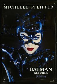 1z061 BATMAN RETURNS Catwoman Teaser one-sheet '92 Michael Keaton, Danny DeVito, Michelle Pfeiffer