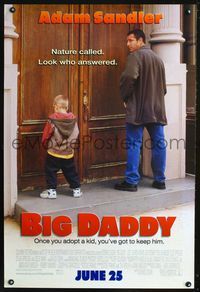 1z074 BIG DADDY DS advance 1sh '99 great image of Adam Sandler & kid relieving themselves on door!