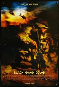 1z079 BLACK HAWK DOWN DS advance one-sheet movie poster '01 Josh Hartnett, Ridley Scott