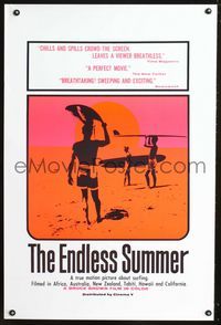 1z180 ENDLESS SUMMER 1sh R90s Bruce Brown surfing sports classic, great image of surfers on beach!