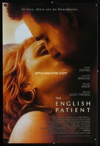 1z182 ENGLISH PATIENT Kiss style one-sheet poster '96 Ralph Fiennes, Juliette Binoche, Willem Dafoe