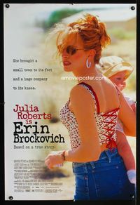 1z184 ERIN BROCKOVICH DS one-sheet movie poster '00 Julia Roberts, true!