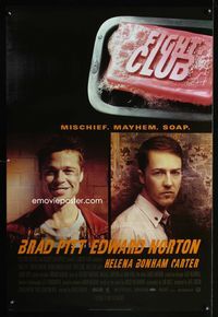 1z195 FIGHT CLUB DS advance style A one-sheet '99 great portraits of Edward Norton and Brad Pitt!