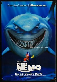 1z196 FINDING NEMO DS; teaser one-sheet movie poster '03 Disney, Pixar, fish!