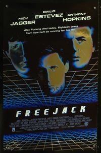 1z207 FREEJACK heavy stock foil one-sheet movie poster '91 Emilio Estevez, Mick Jagger