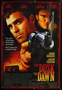 1z211 FROM DUSK TILL DAWN DS 1sheet '95 close image of George Clooney & Quentin Tarantino, vampires!