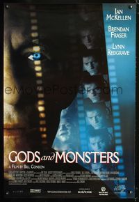 1z227 GODS & MONSTERS one-sheet poster '98 James Whale biography, cool close up of Ian McKellen!