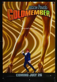 1z229 GOLDMEMBER foil title teaser one-sheet poster '02 Mike Meyers as Austin Powers, sexy legs!