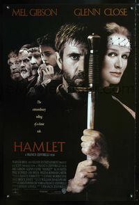 1z239 HAMLET one-sheet movie poster '90 Mel Gibson, Glenn Close, William Shakespeare