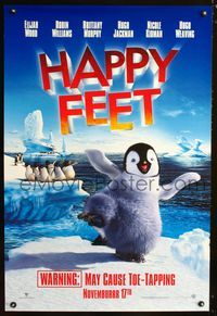 1z240 HAPPY FEET DS Advance one-sheet movie poster '06 George Miller animated penguins!