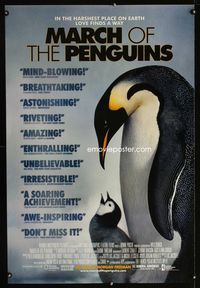 1z332 MARCH OF THE PENGUINS DS one-sheet movie poster '05 great close up of penguins!