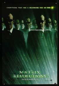 1z341 MATRIX REVOLUTIONS DS teaser Agent Smith style one-sheet '03 Keanu Reeves, Laurence Fishburne