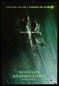 1z343 MATRIX REVOLUTIONS DS teaser Morpheus &Trinity style 1sh '03 Keanu Reeves, Laurence Fishburne