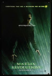 1z344 MATRIX REVOLUTIONS DS teaser Neo style one-sheet poster '03 Keanu Reeves, Laurence Fishburne