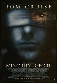 1z355 MINORITY REPORT DS; advance one-sheet poster '02 Steven Spielberg, Tom Cruise, Colin Farrell