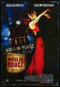 1z361 MOULIN ROUGE Advance E one-sheet movie poster '01 Nicole Kidman, Ewan McGregor