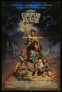 1z377 NATIONAL LAMPOON'S EUROPEAN VACATION one-sheet poster '85 Chevy Chase, Boris Vallejo art!