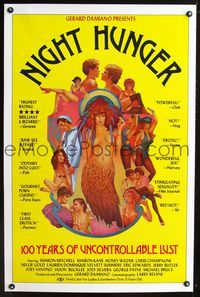 1z378 NIGHT HUNGER one-sheet movie poster '83 Gerard Damiano, cool sexy art by C. Moll!