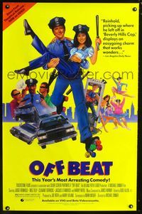 1z382 OFF BEAT video one-sheet movie poster '86 Judge Reinhold, Meg Tilly, cops in tutus!