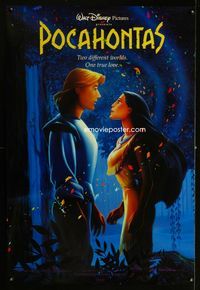 1z398 POCAHONTAS romantic close up one-sheet movie poster '95 Walt Disney, Native American Indians!