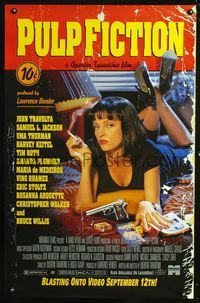1z407 PULP FICTION video one-sheet '97 Uma Thurman, Quentin Tarantino, John Travolta