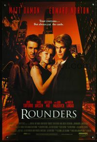 1z427 ROUNDERS one-sheet movie poster '98 Matt Damon, Edward Norton, poker!