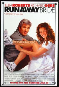 1z429 RUNAWAY BRIDE DS; Advance one-sheet movie poster '99 Julia Roberts, Richard Gere, Joan Cusack