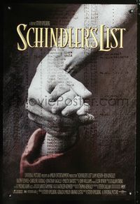 1z433 SCHINDLER'S LIST one-sheet movie poster '93 Steven Spielberg, Liam Neeson, Ralph Fiennes