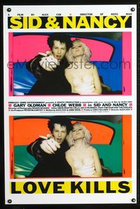 1z449 SID & NANCY one-sheet '86 Gary Oldman as Sid Vicious, Chloe Webb as Nancy Spungen, punk rock!