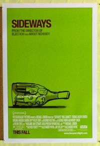 1z451 SIDEWAYS DS advance one-sheet poster '04 Alexander Payne classic, cool art of men in bottle!