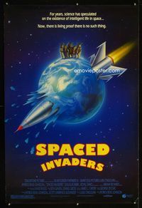 1z466 SPACED INVADERS DS one-sheet movie poster '90 Douglas Barr, sci-fi comedy!