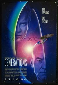 1z475 STAR TREK: GENERATIONS DS two captains advance one-sheet '94 Patrick Stewart, William Shatner